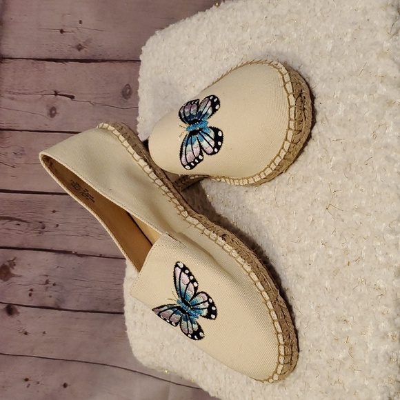 Talbots Izzy Embroidered Canvas Espadrilles - Butterfly - Picture 1 of 3